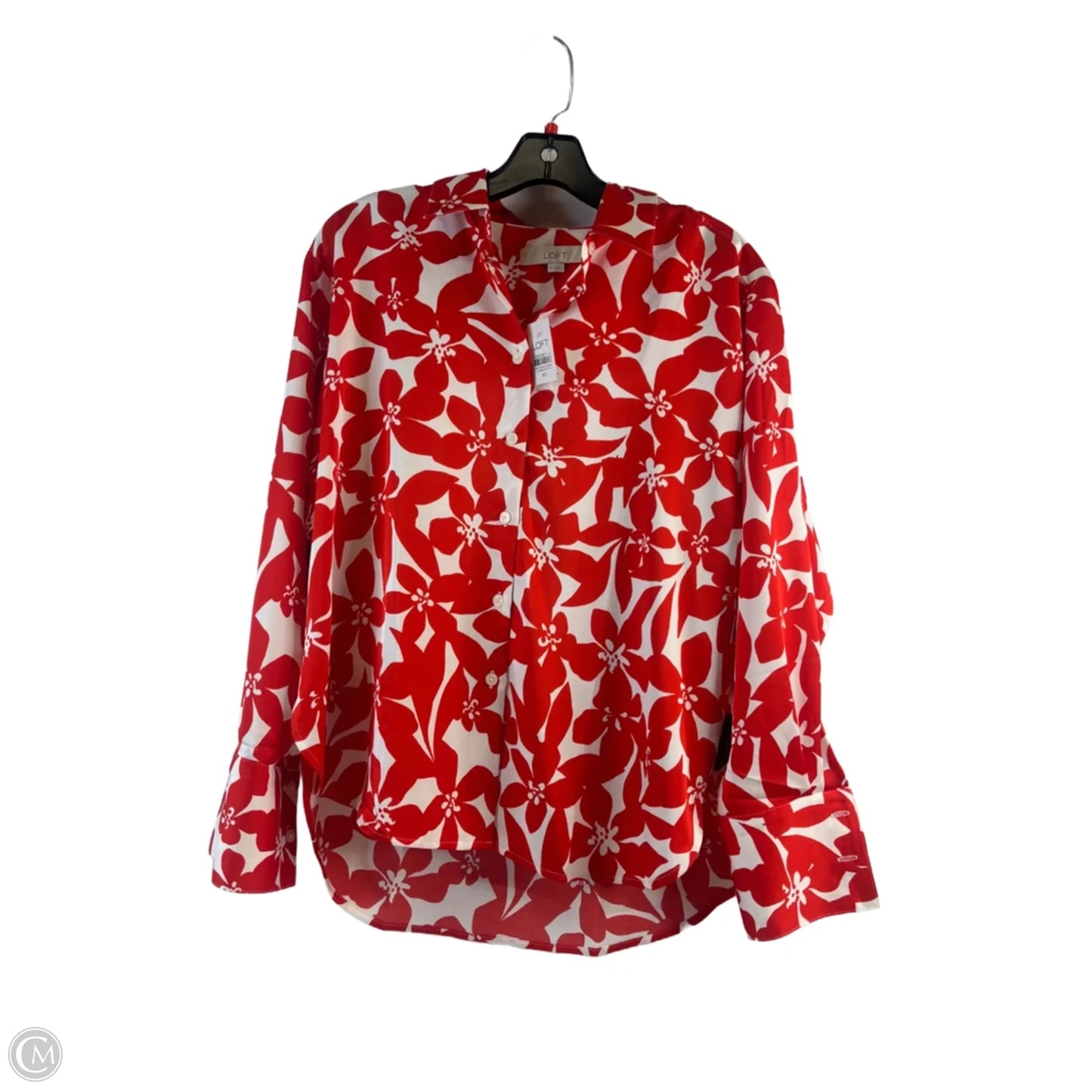 Top Long Sleeve By Loft In Red & White, Size: Xs