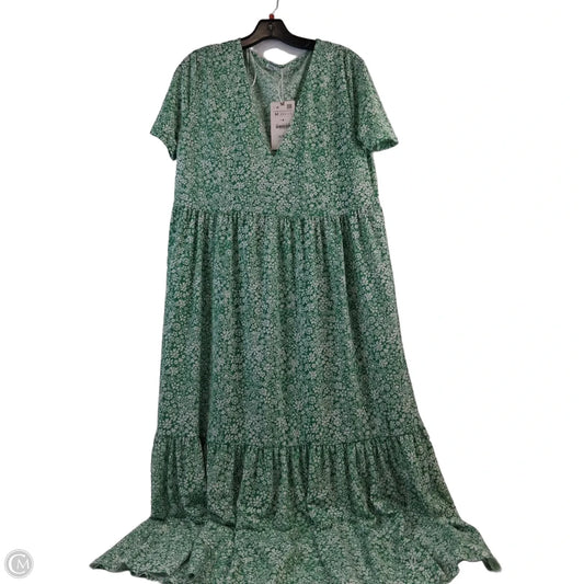 Dress Casual Midi By Zara In Green & White, Size: M