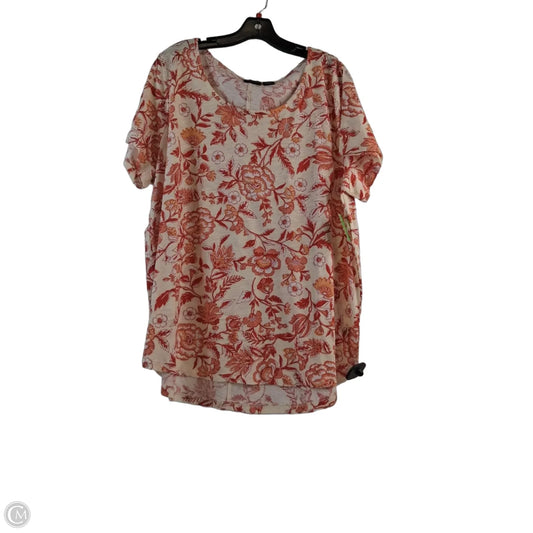 Top Short Sleeve By Rachel Zoe In Cream & Orange, Size: 2x