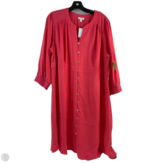 Dress Casual Midi By J. Jill In Coral, Size: L