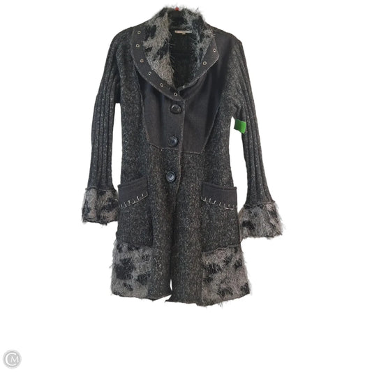 Sweater Cardigan By Sioni In Black & Grey, Size: Xl