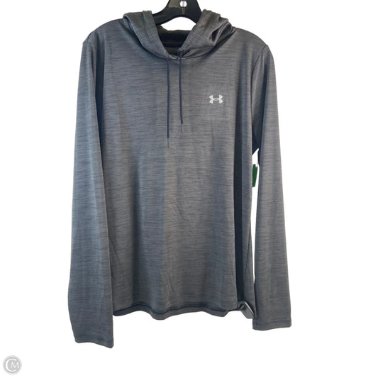 Athletic Top Long Sleeve Hoodie By Under Armour In Grey, Size: L