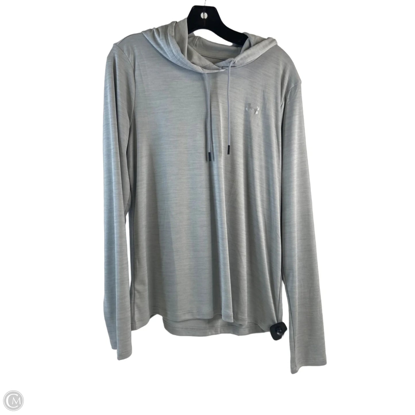 Athletic Top Long Sleeve Hoodie By Under Armour In Grey, Size: L