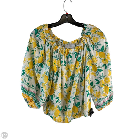 Top Short Sleeve By C And C In Green & Yellow, Size: M