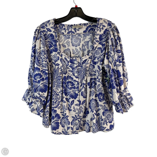Top Short Sleeve By Rachel Zoe In Blue & White, Size: M