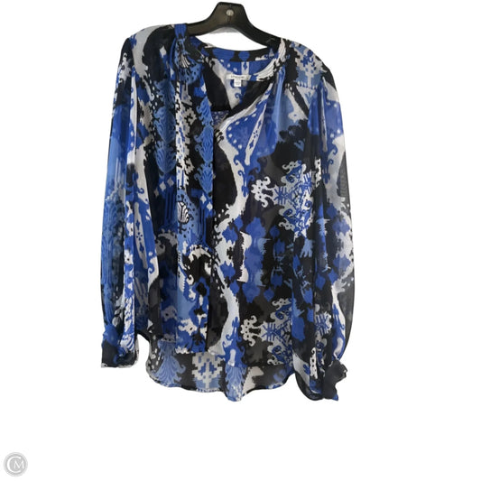 Top Long Sleeve By Chicos In Black & Blue, Size: L