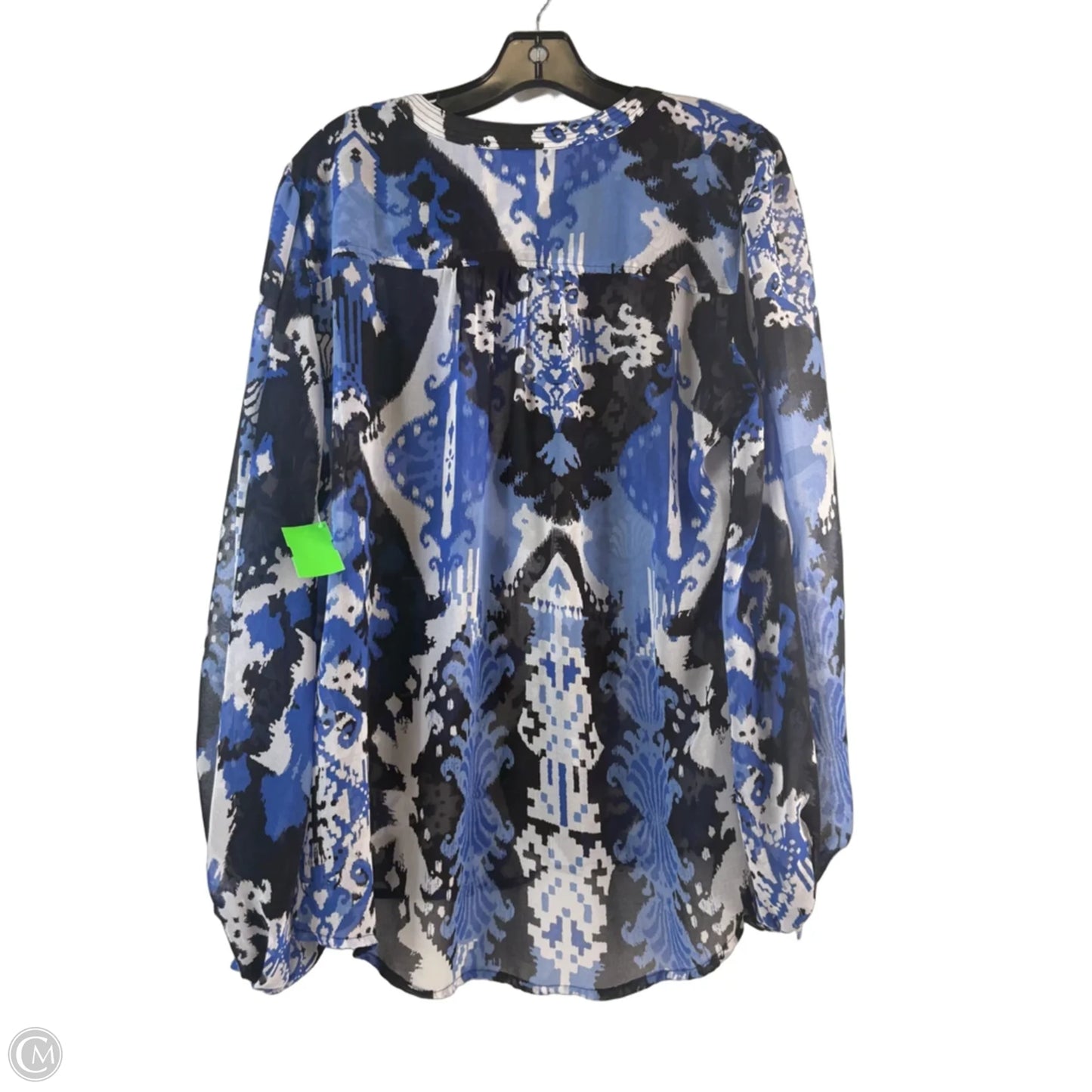 Top Long Sleeve By Chicos In Black & Blue, Size: L