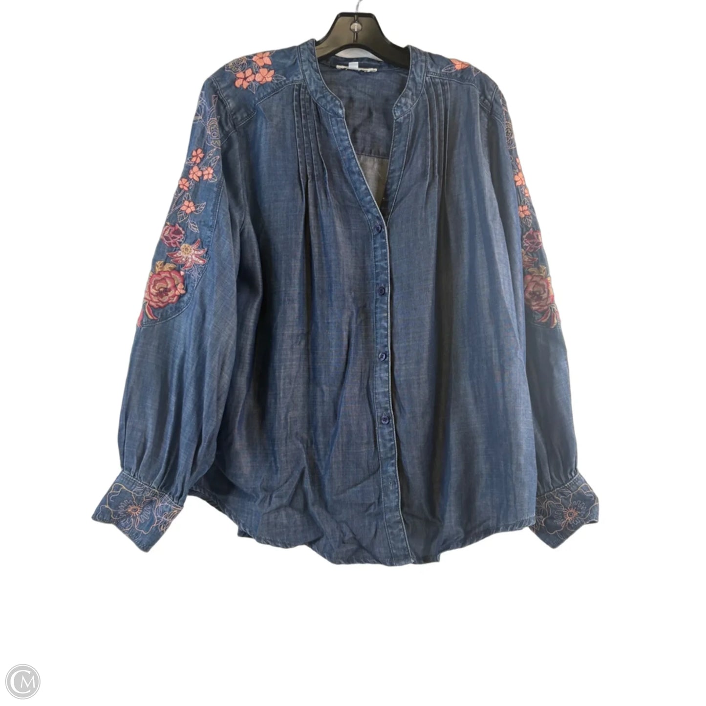 Top Long Sleeve By Chicos In Blue & Red, Size: L