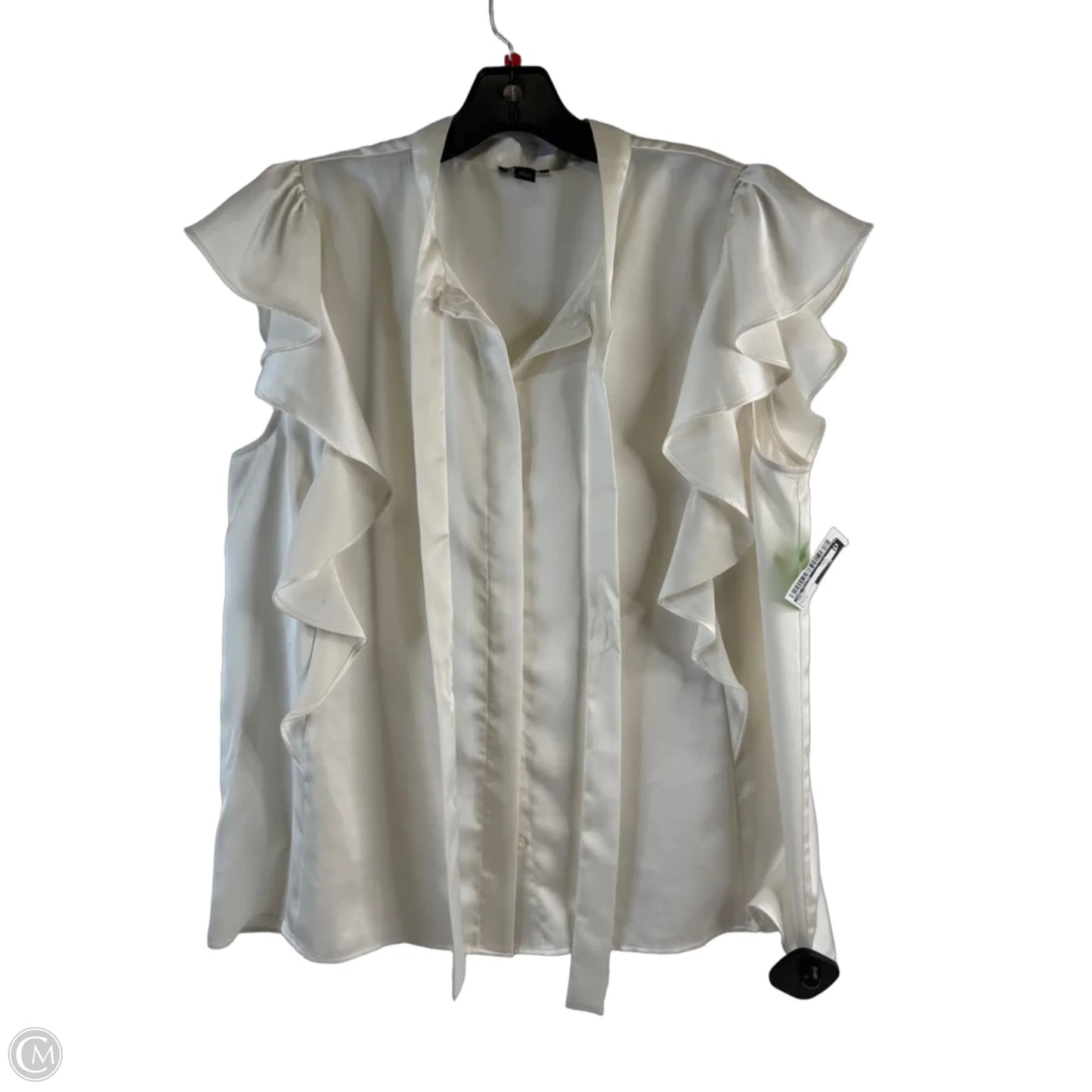Top Short Sleeve By Ann Taylor In Ivory, Size: L