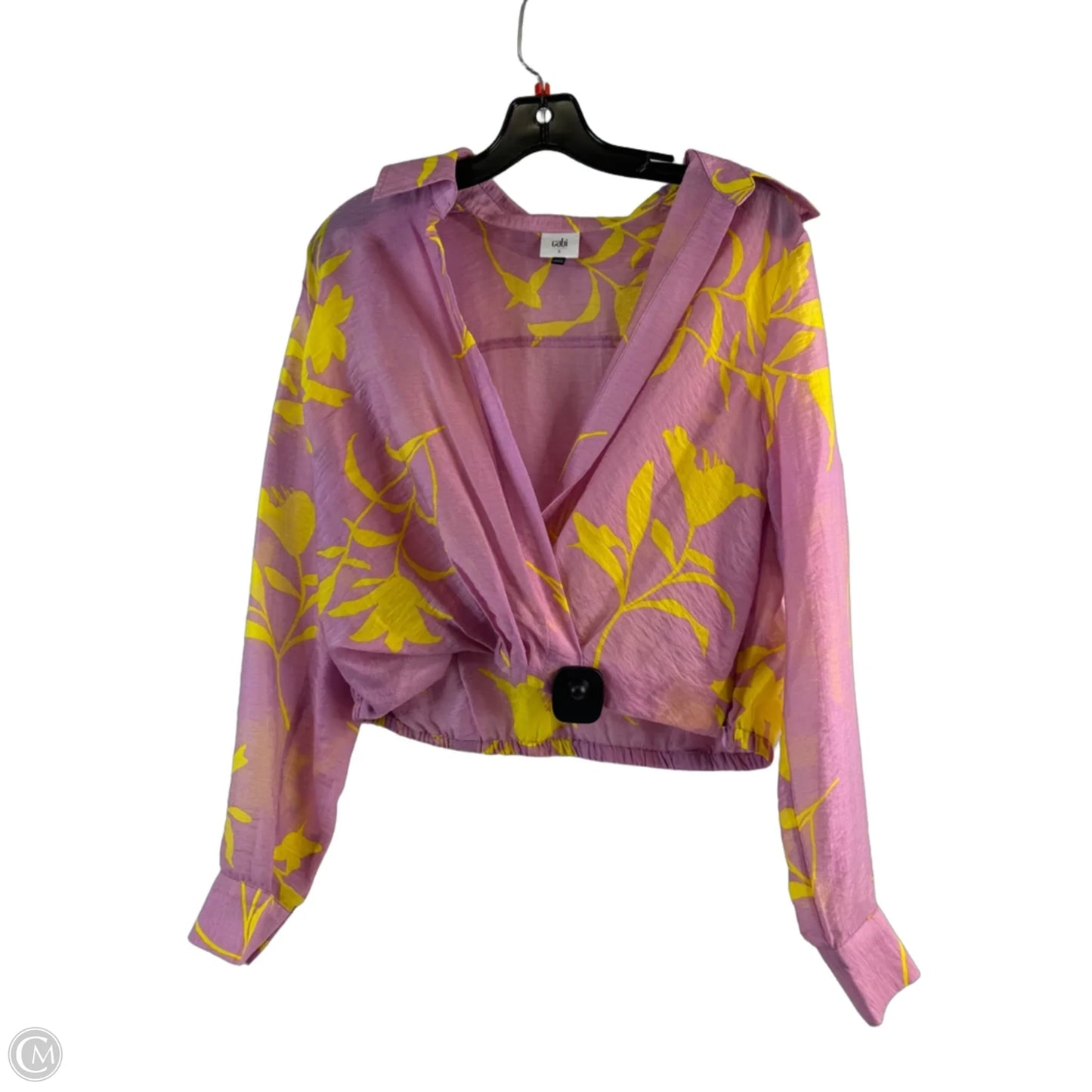 Top Long Sleeve By Cabi In Pink & Yellow, Size: S