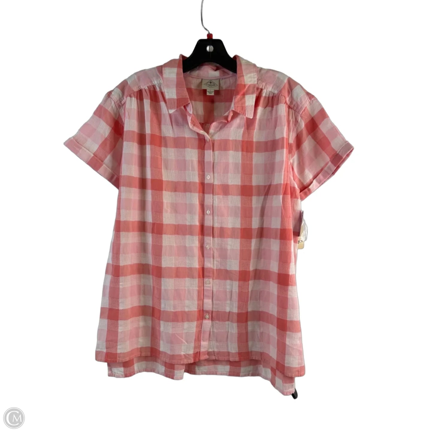 Top Short Sleeve By St Johns Bay In Pink & White, Size: L