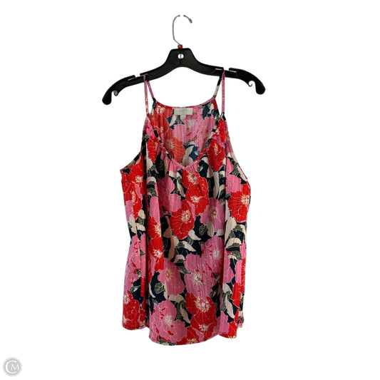 Top Sleeveless By Loft In Pink & Red, Size: Lp