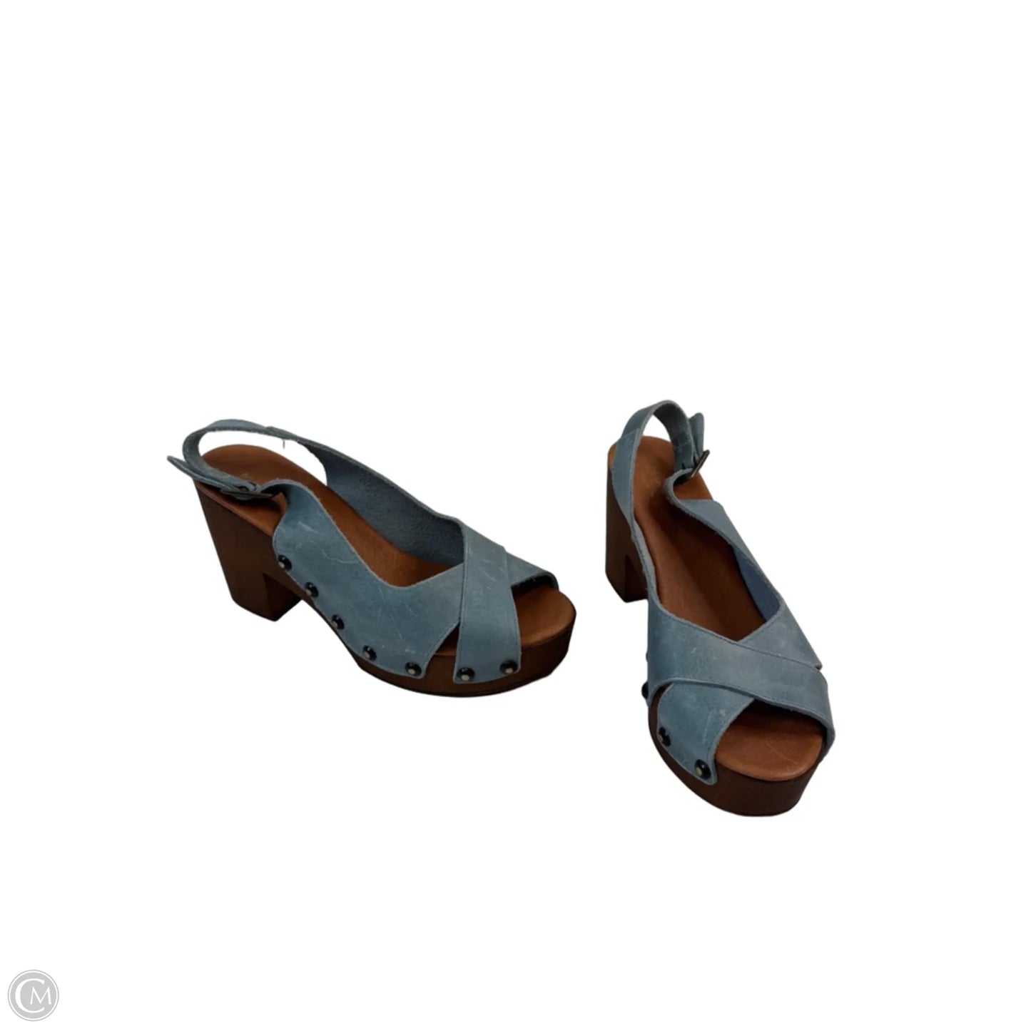 Sandals Heels Block By Clothes Mentor In Teal, Size: 7.5