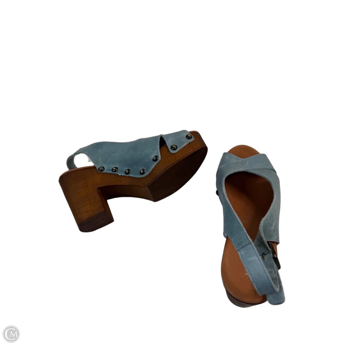 Sandals Heels Block By Clothes Mentor In Teal, Size: 7.5