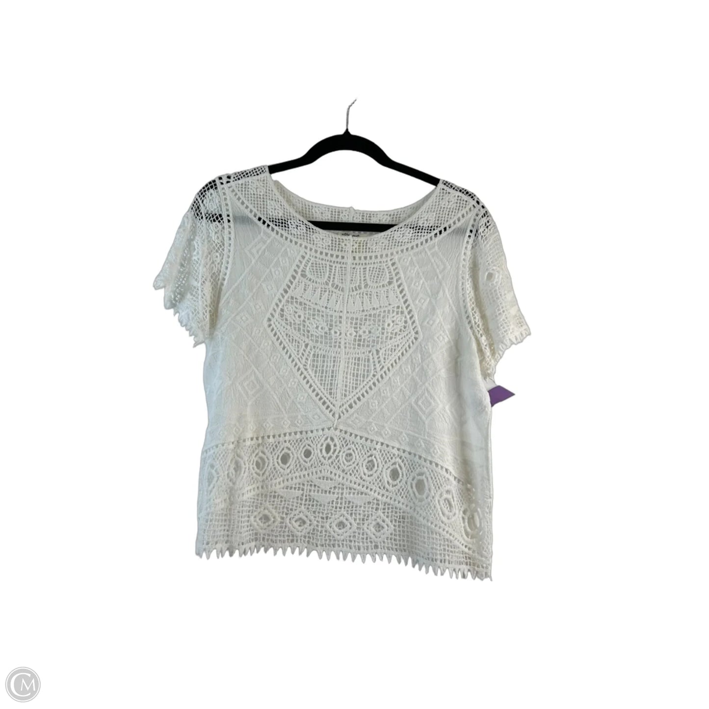 Top Short Sleeve By Ultra Pink In White, Size: S