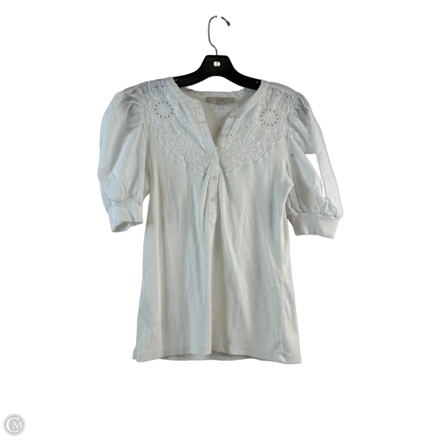 Top Short Sleeve By Loft In White, Size: S