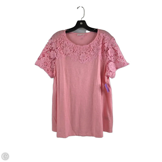 Top Short Sleeve By Charter Club In Pink, Size: Xl