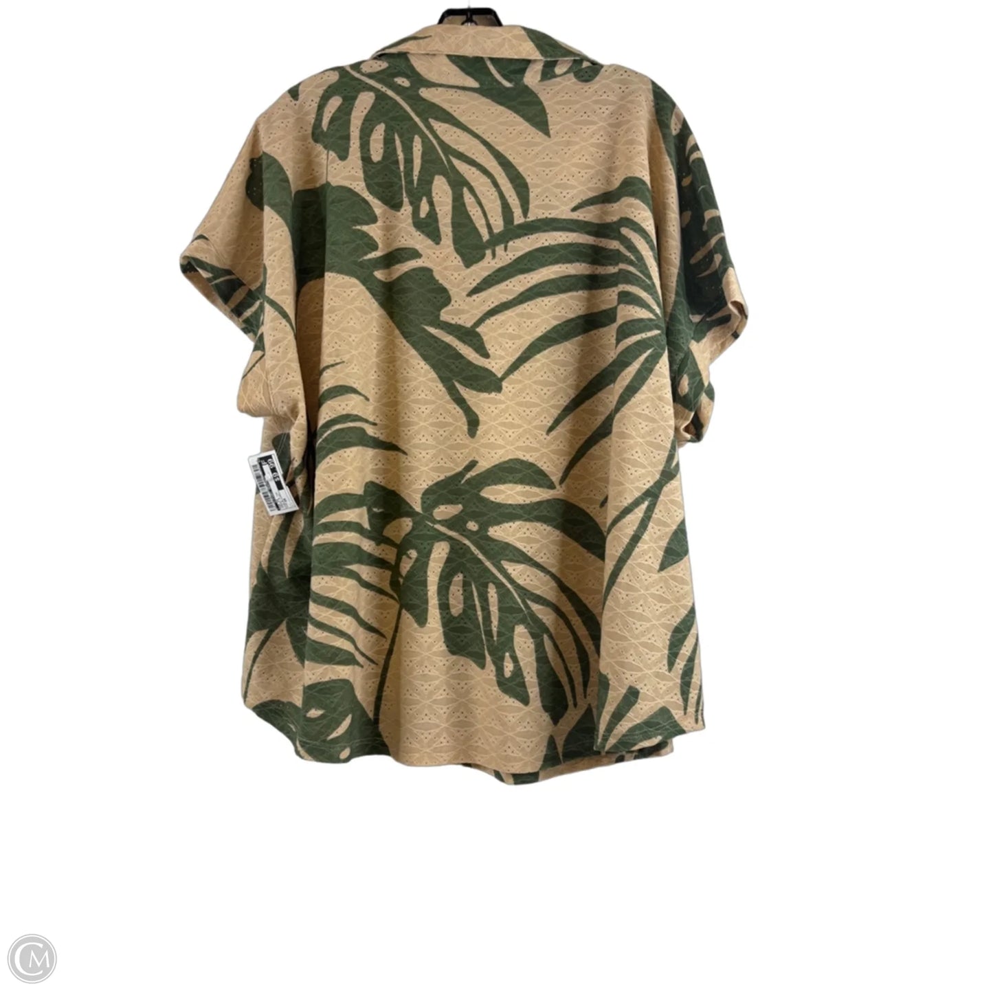 Top Short Sleeve By Clothes Mentor In Green & Tan, Size: 2x