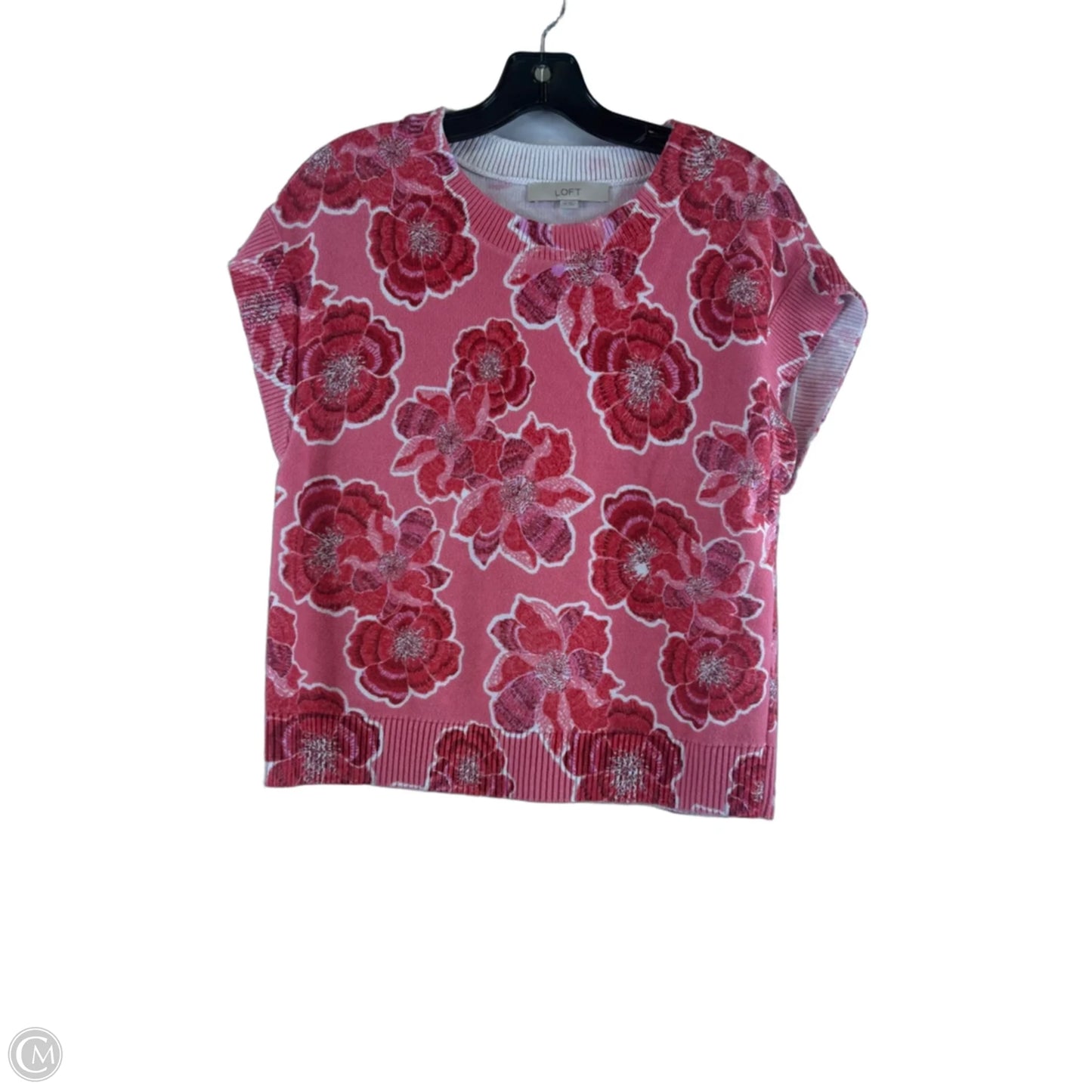 Sweater Short Sleeve By Loft In Red & White, Size: Xs