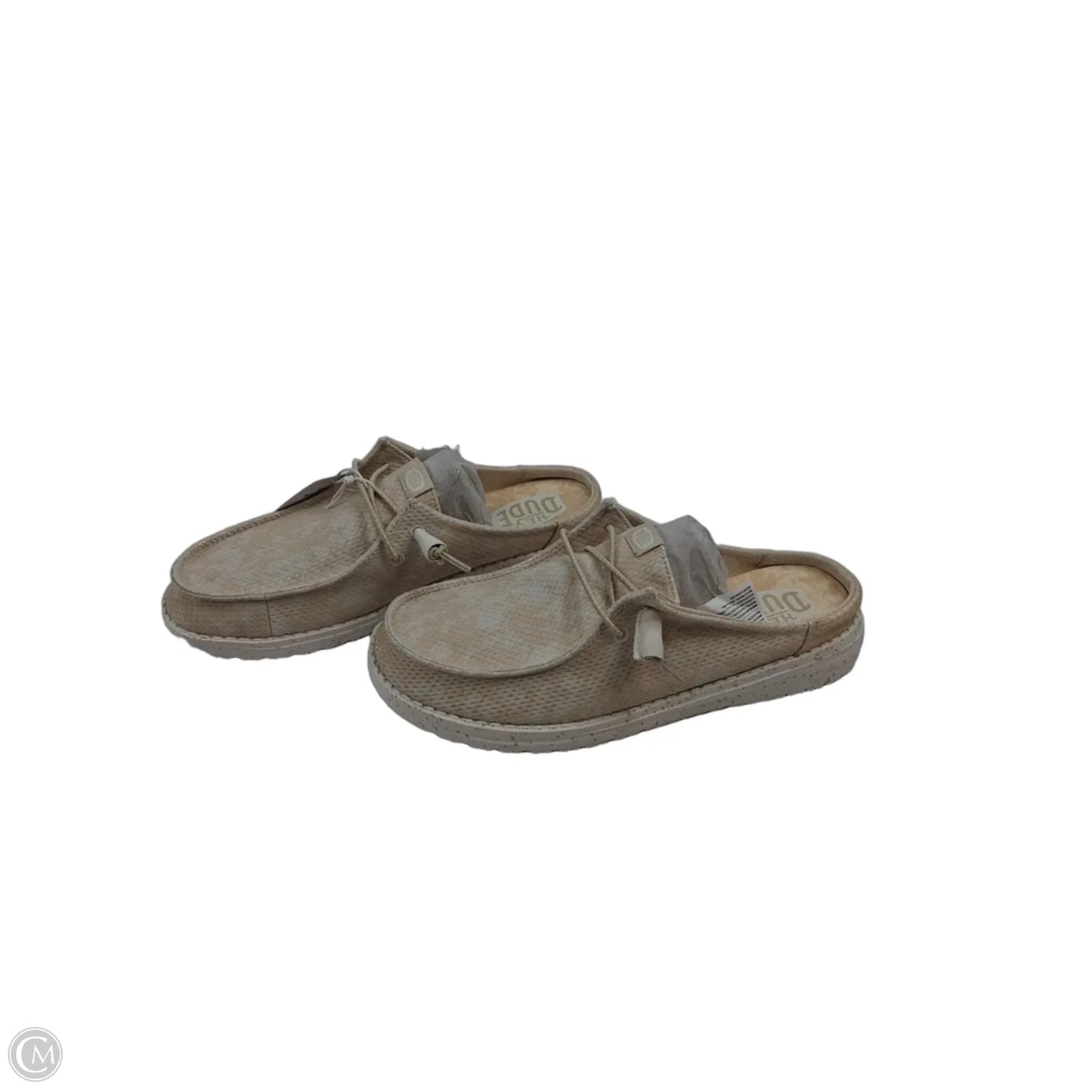 Shoes Flats By Hey Dude In White & Yellow, Size: 9.5