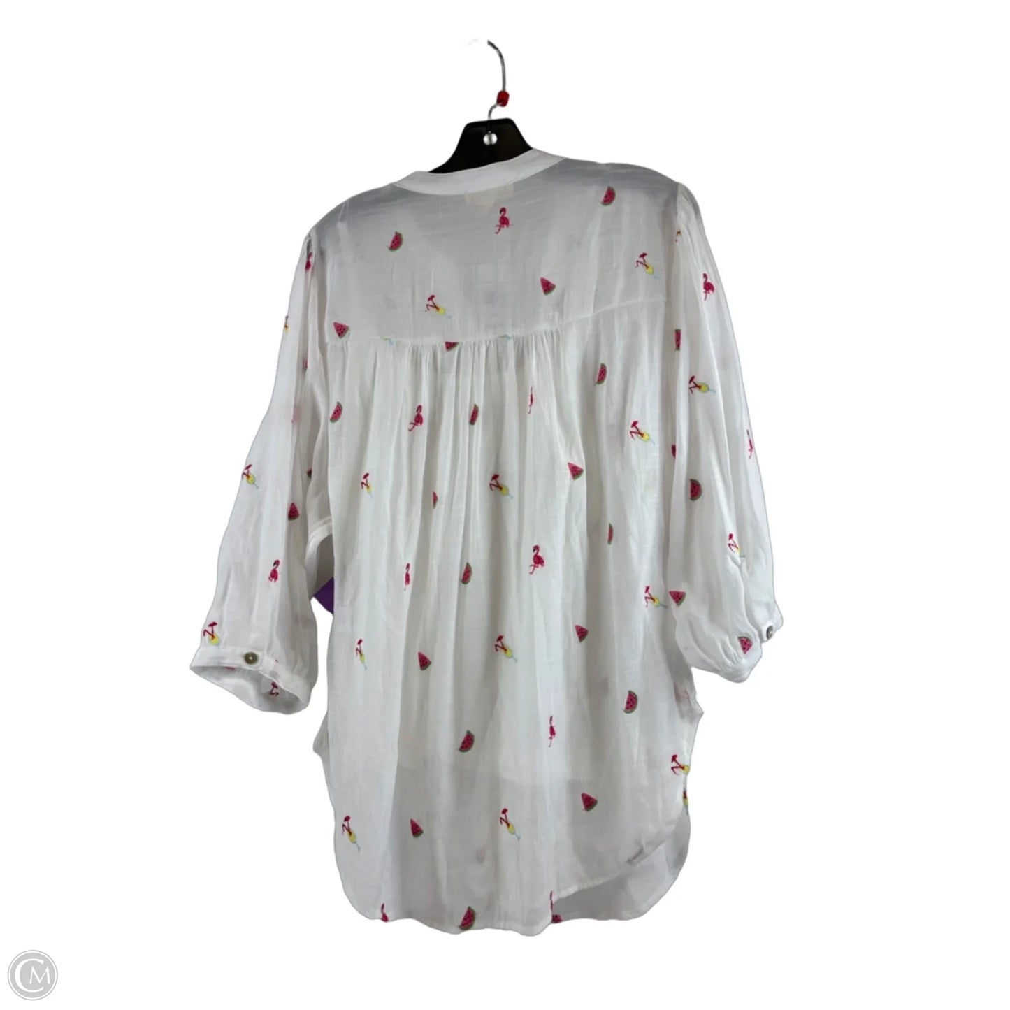 Top 3/4 Sleeve By Clothes Mentor In Red & White, Size: L