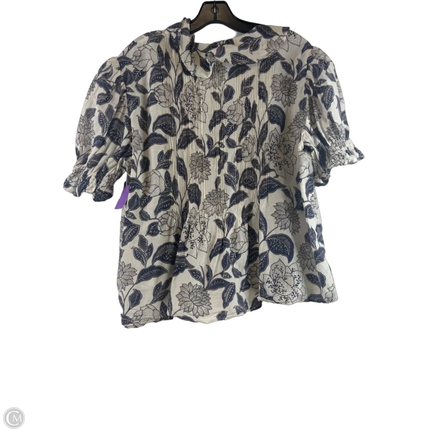 Top Short Sleeve By Vineyard Vines In Blue & Cream, Size: Xl