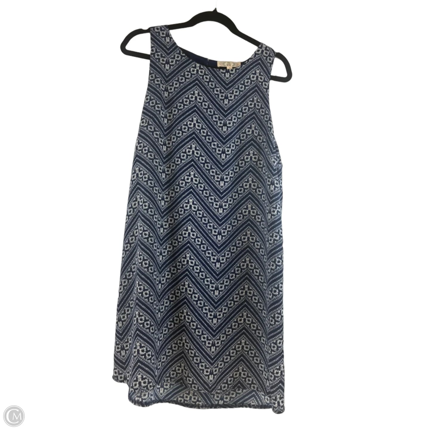 Dress Casual Short By Pink Rose In Blue & White, Size: L
