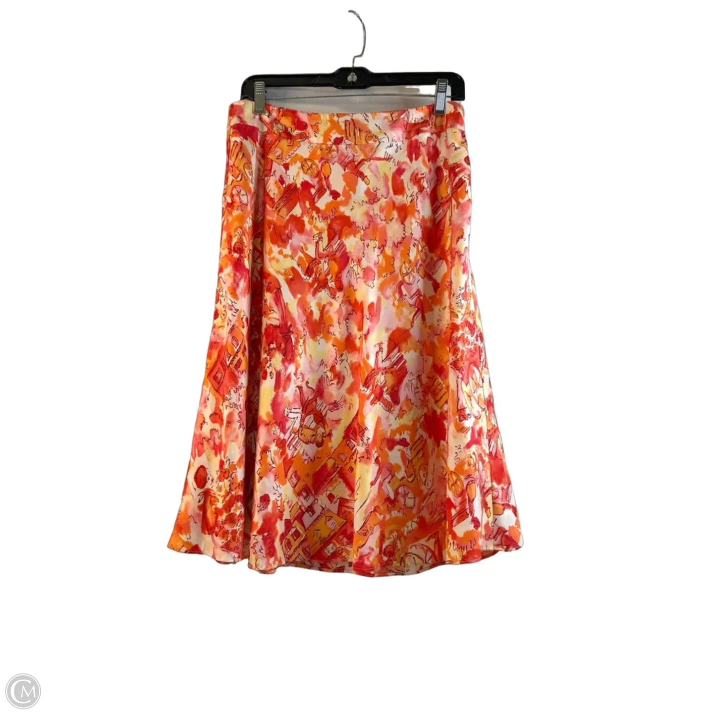 Skirt Midi By Valerie Stevens In Orange & Red, Size: 10