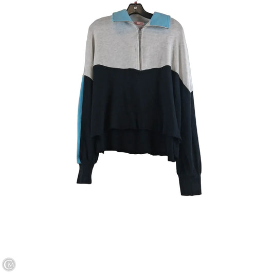 Athletic Top Long Sleeve Collar By Mumu In Blue & Grey, Size: M