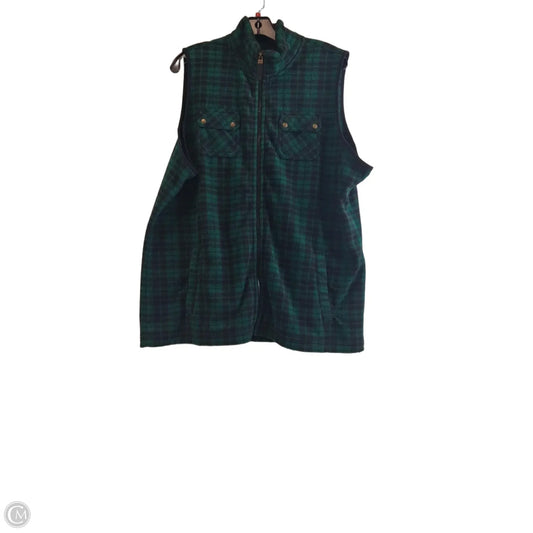 Vest Fleece By Chaps In Black & Green, Size: 2x