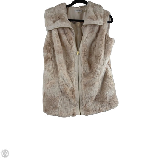 Vest Faux Fur & Sherpa By Calvin Klein In Cream, Size: Xl