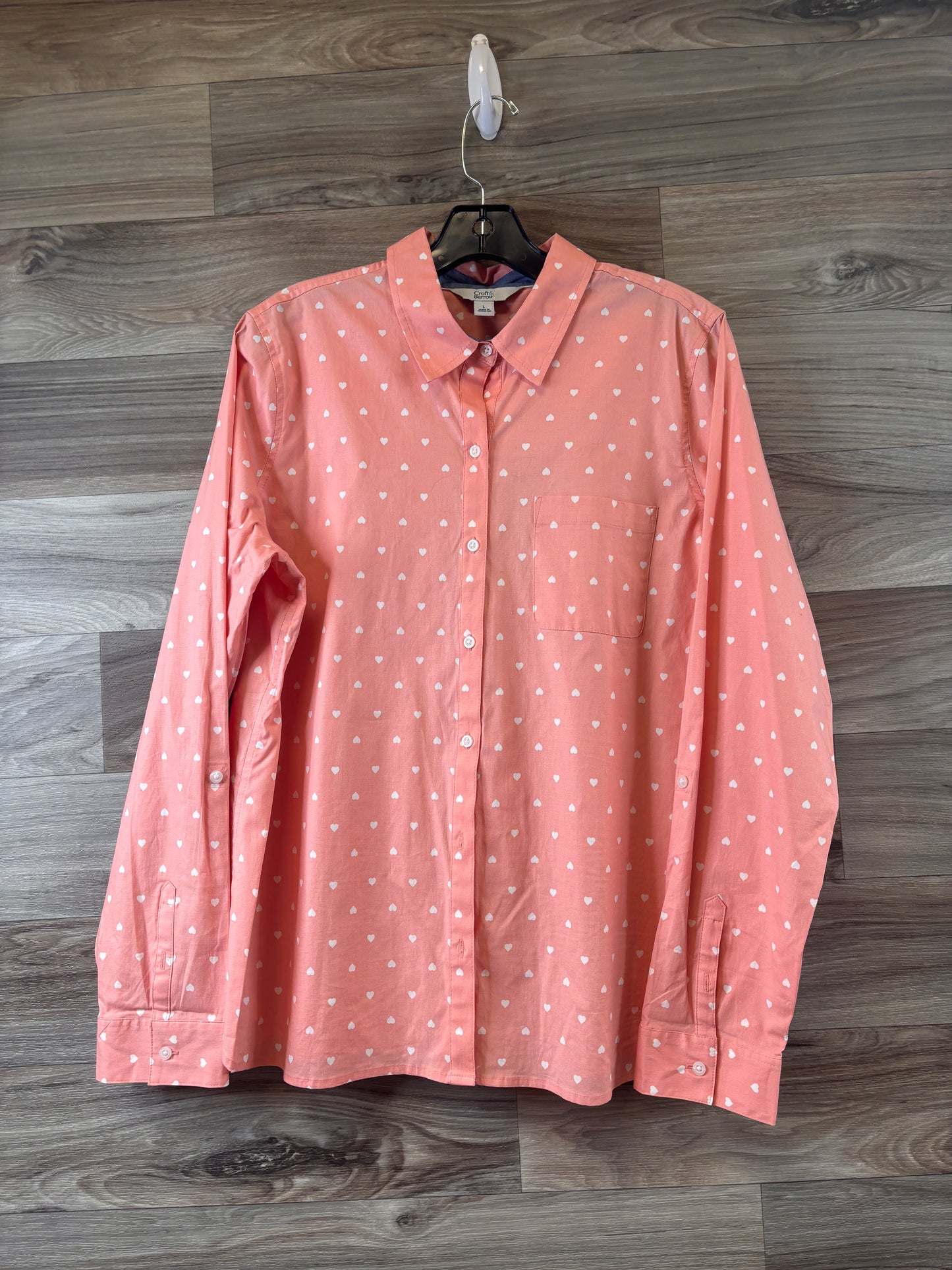 Top Long Sleeve By Croft And Barrow In Peach, Size: L