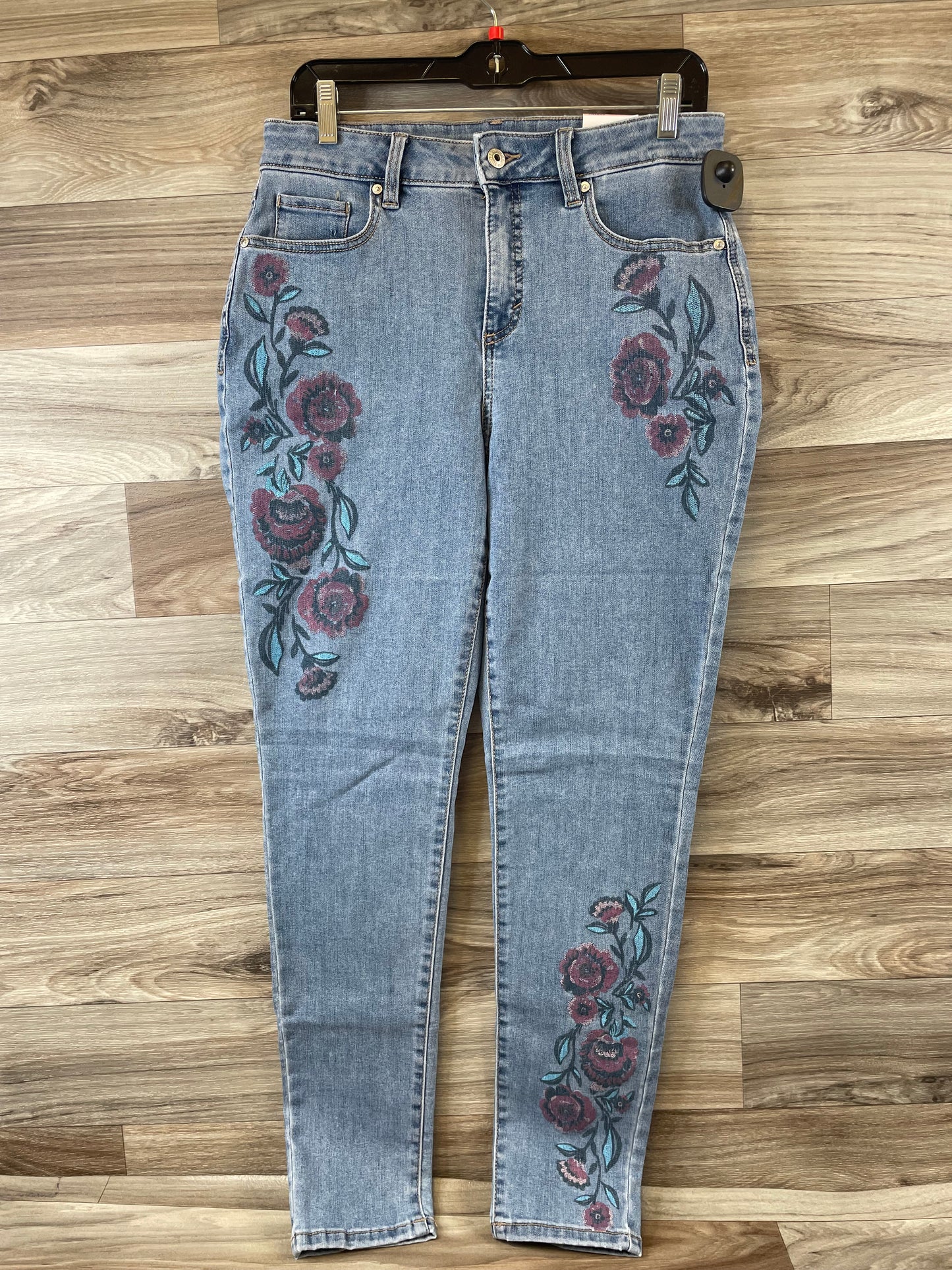 Jeans Skinny By Style And Company In Floral Print, Size: 10