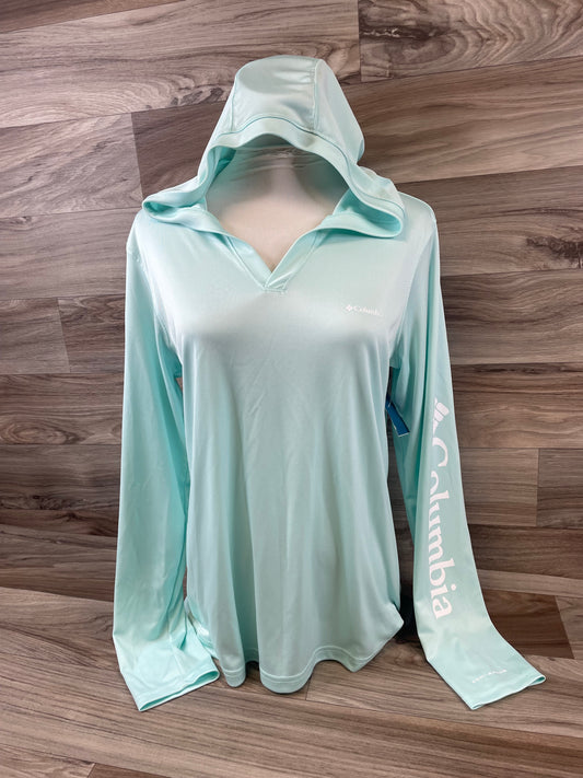 Athletic Top Long Sleeve Hoodie By Columbia In Teal, Size: M