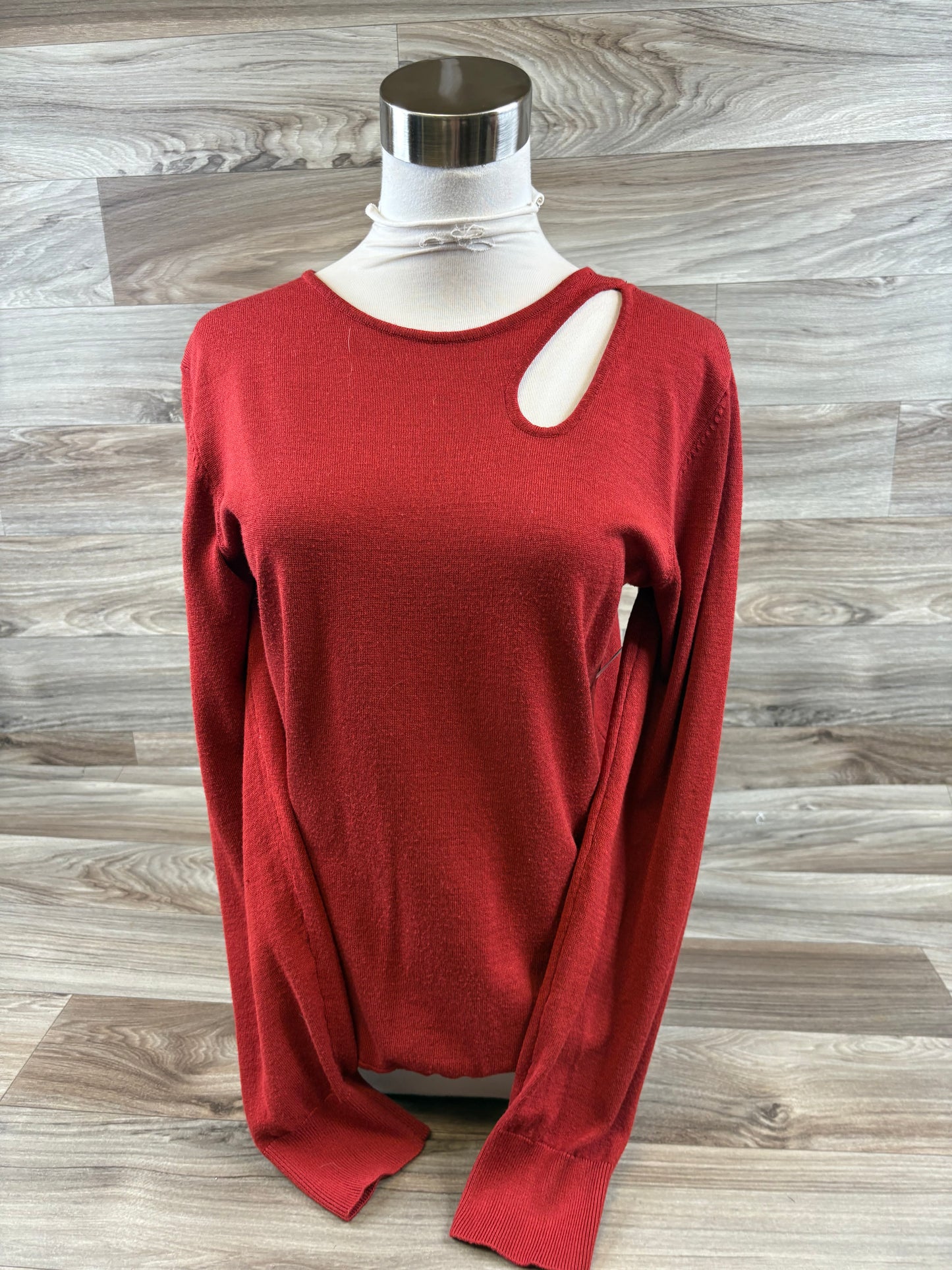 Top Long Sleeve Basic By Cable And Gauge In Red, Size: L