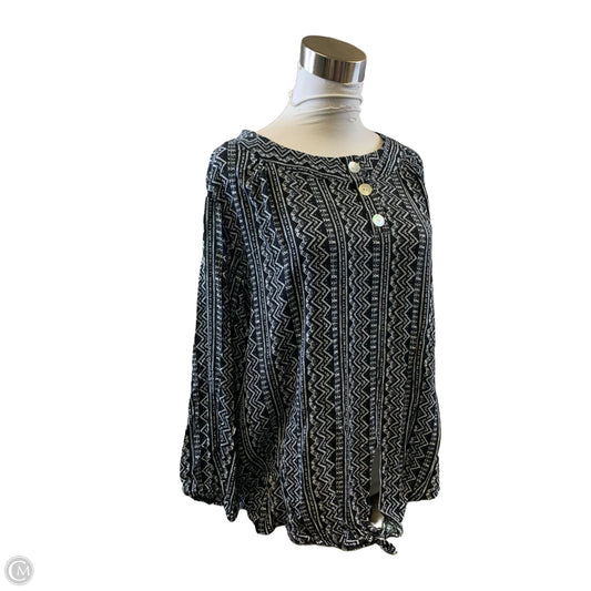 Top 3/4 Sleeve By Adrienne Vittadini In Black & White, Size: Xl