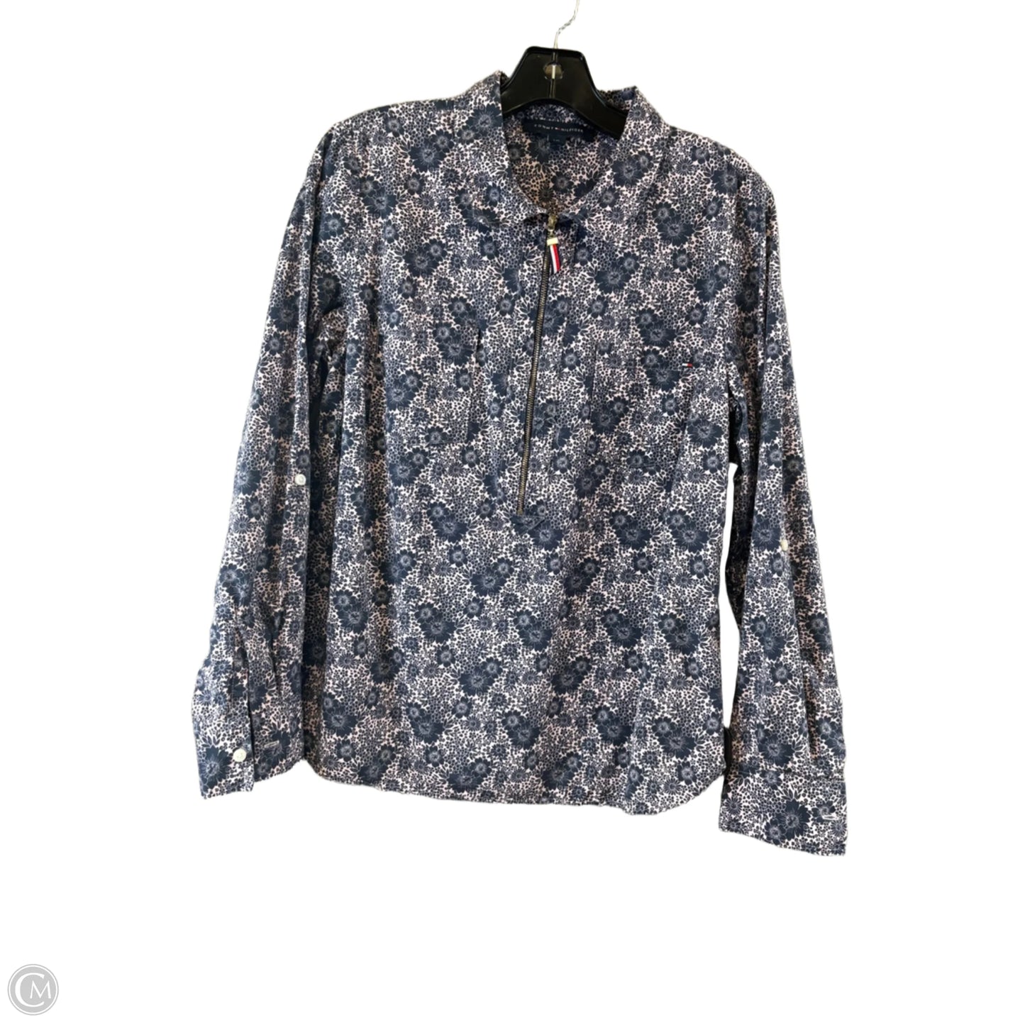 Top Long Sleeve By Tommy Hilfiger In Blue & Pink, Size: L