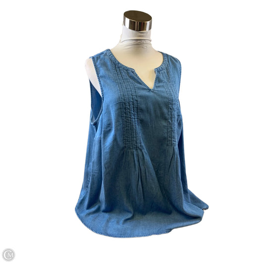 Top Sleeveless By Croft And Barrow In Blue Denim, Size: L