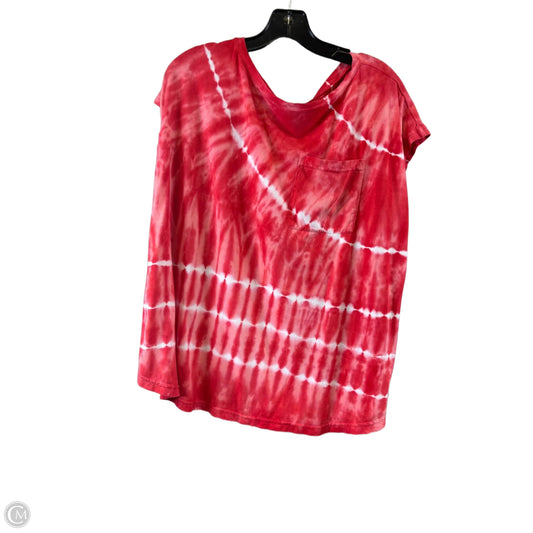 Top Short Sleeve By Chaps In Red & White, Size: 1x