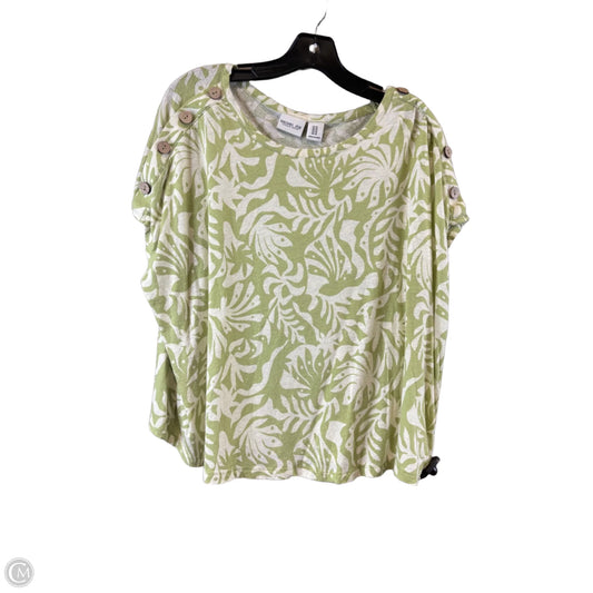 Top Short Sleeve Basic By Rachel Zoe In Cream & Green, Size: 1x