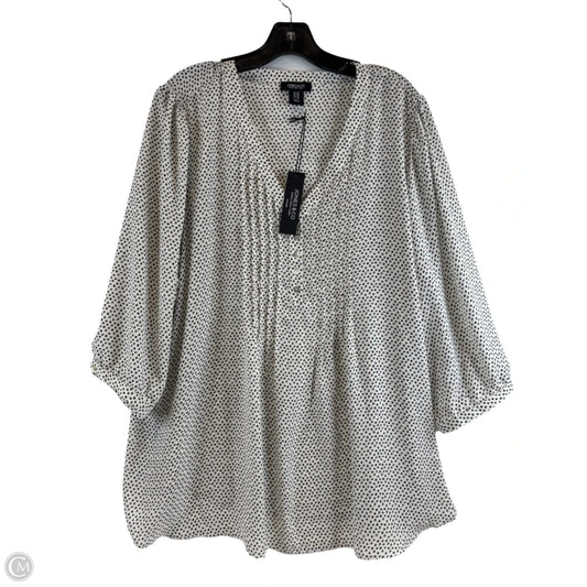 Top 3/4 Sleeve By Jones New York In Black & White, Size: 2x