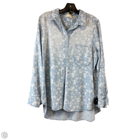 Top Long Sleeve By Clothes Mentor In Blue & White, Size: S
