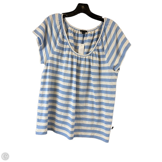 Top Short Sleeve By Ann Taylor In Blue & White, Size: L