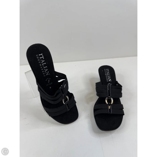 Sandals Heels Wedge By Italian Shoemakers In Black, Size: 9