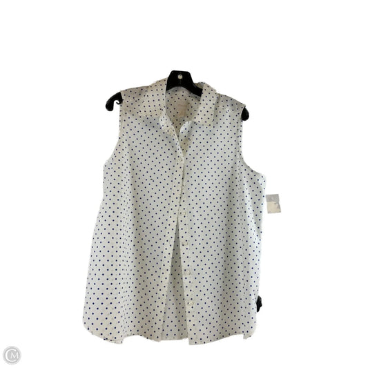 Top Sleeveless By Chicos In Blue & White, Size: L