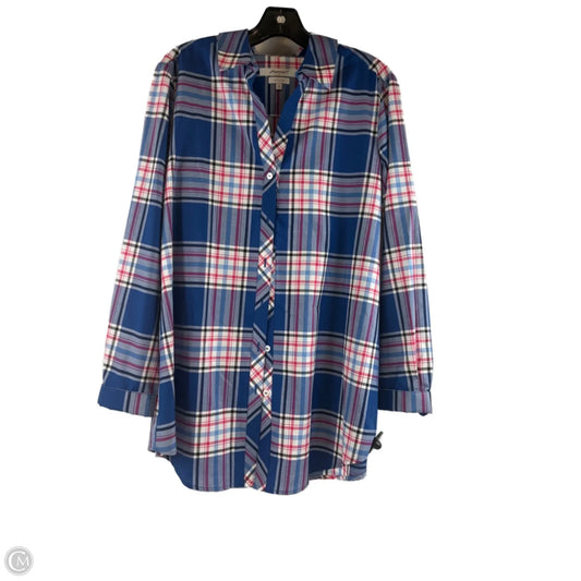 Top Long Sleeve By Foxcroft In Blue & Red, Size: Xl