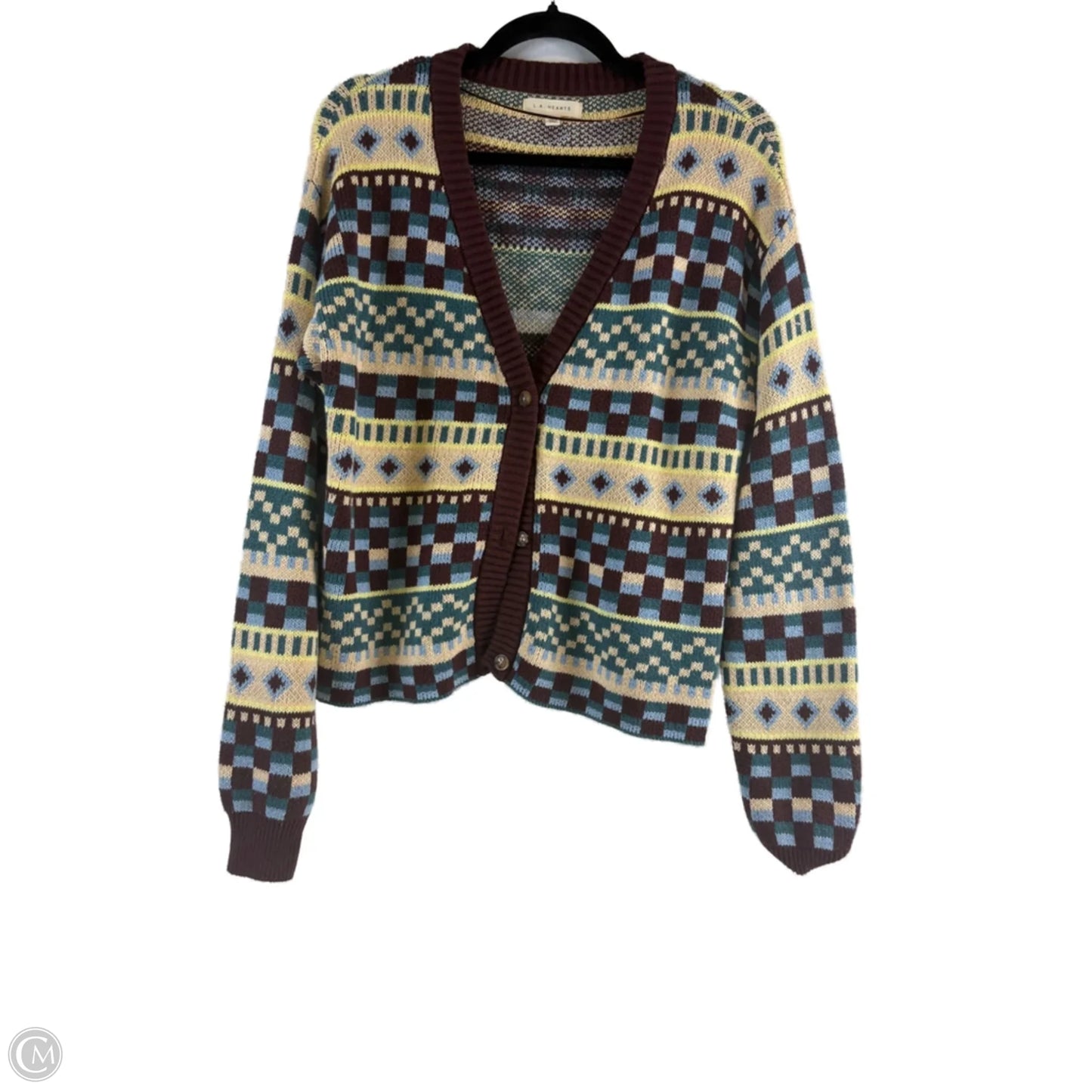 Sweater Cardigan By La Hearts In Brown & Green, Size: M