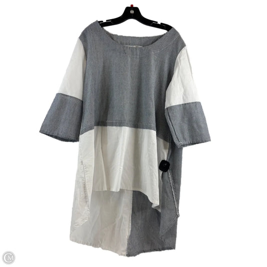 Tunic 3/4 Sleeve By Kaktus In Blue & White, Size: S