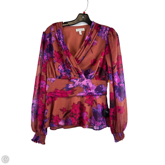 Top Long Sleeve By Sofia By Sofia Vergara In Brown & Purple, Size: S