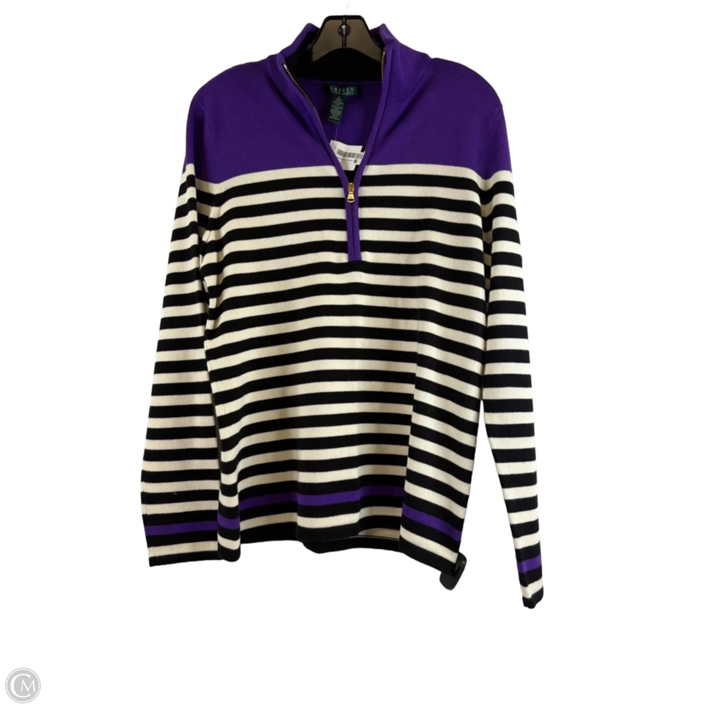 Top Long Sleeve By Ralph Lauren In Black & Purple, Size: Xl
